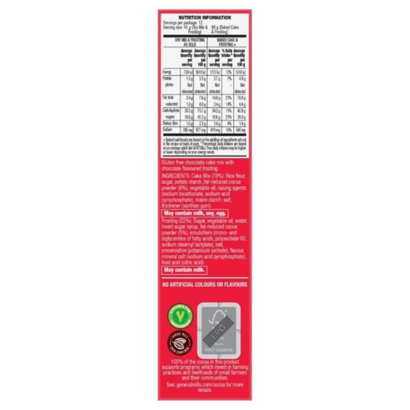 [Expiry Date: 22/02/2027] Betty Crocker Bake Smart Gluten Free Devils Food Cake Mix 540g