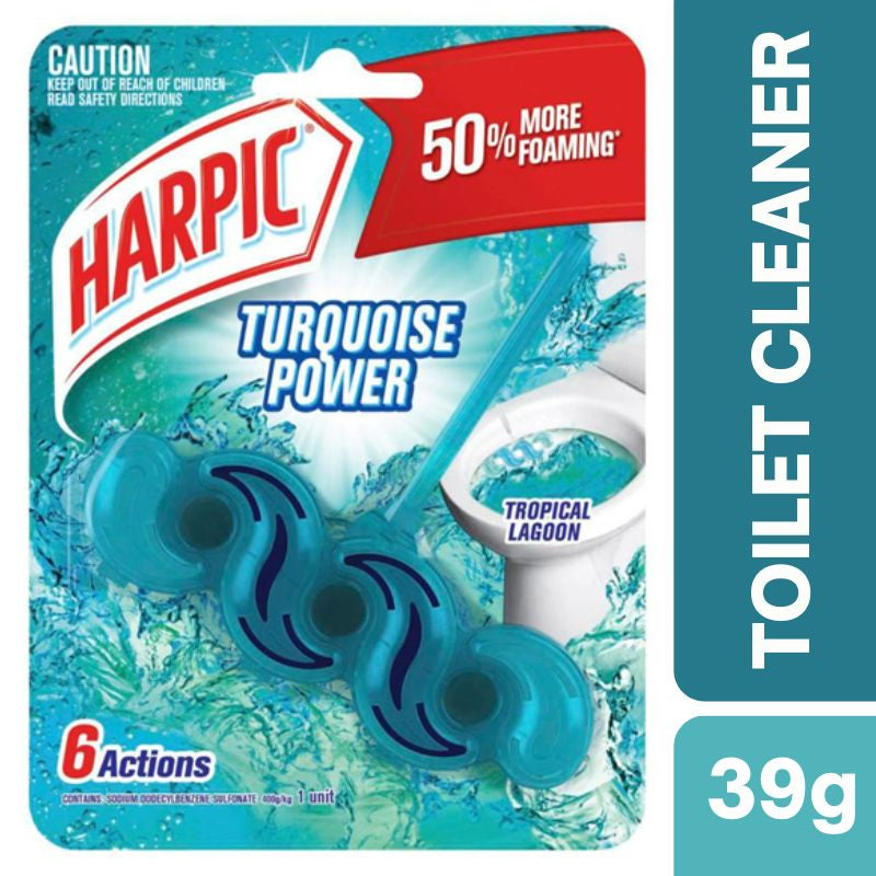 Harpic Turquoise Power Rimblock Tropical Lagoon Toilet Cleaner 39g
