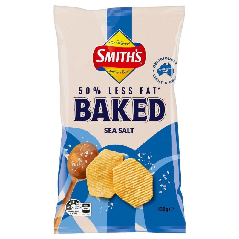 [Expiry Date: 03/01/2027] Smith's Crinkle Cut Baked Potato Chips Sea Salt 130g