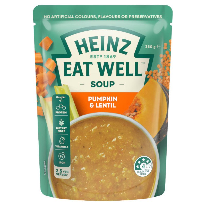 [Expiry Date: 19/02/2027] Heinz Eat Well Soup Pouch Pumpkin & Lentil 380g