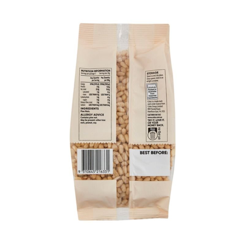 [CLEARANCE Expiry Date: 19/07/2026] Coles Whole Pine Nuts 150g