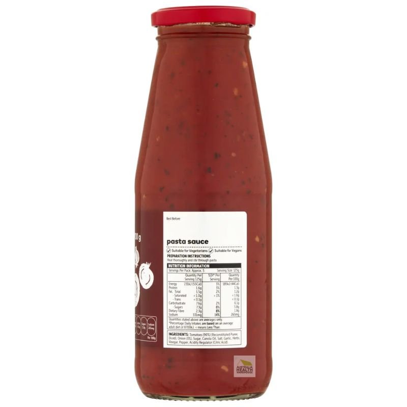 [Expiry Date: 01/10/2026] Woolworths Essentials Traditional Pasta Sauce 700g
