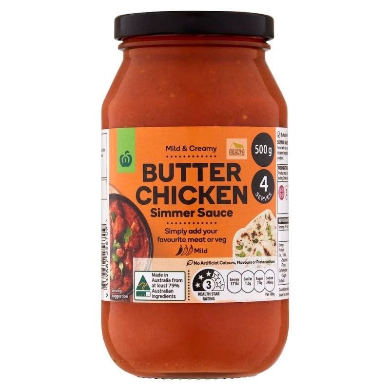 [Expiry Date: 24/01/2027] Woolworths Butter Chicken Simmer Sauce 500g|Oz Mart