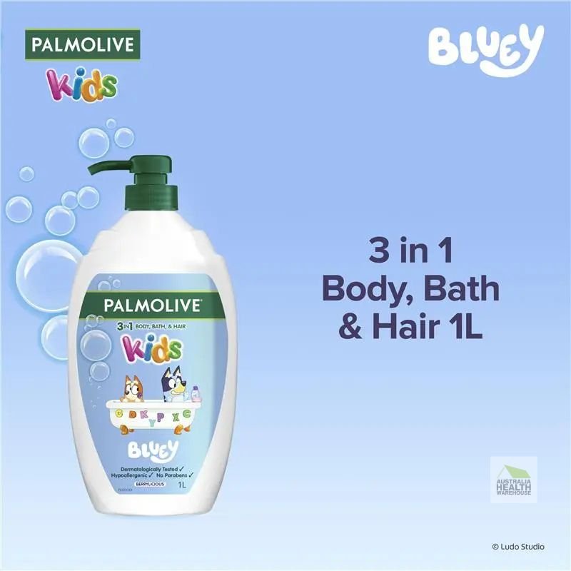 Palmolive Kids Bluey 3 in 1 Berrylicious Body Bath & Hair 1 Litre