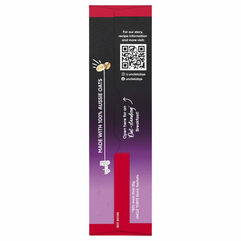 [Expiry Date: 23/02/2027] Uncle Tobys Oats Quick Sachets Protein Berry Big Bowl Porridge 8 Pack 368g