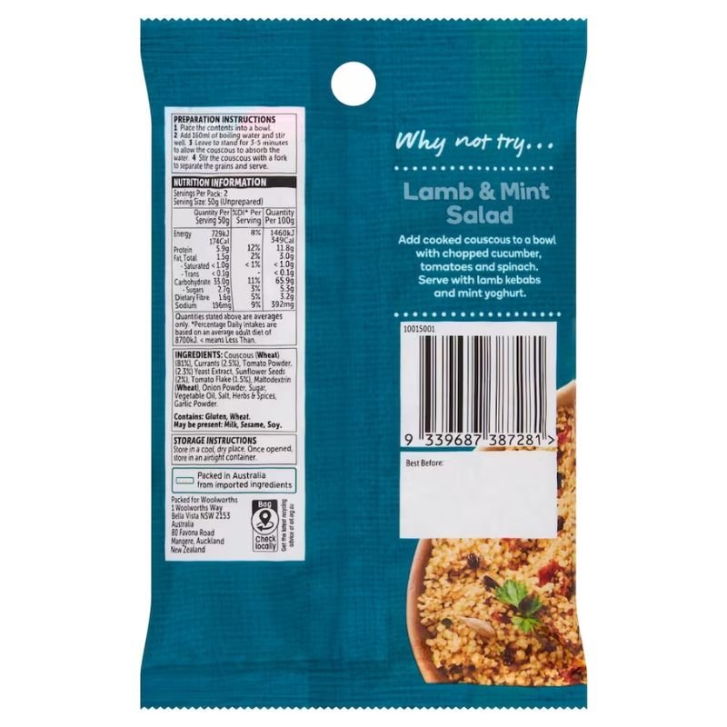 [CLEARANCE Expiry Date: 11/09/2026] Woolworths Moroccan Style Couscous 100g