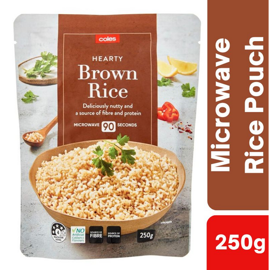 [CLEARANCE Expiry Date: 21/06/2026] Coles Hearty Brown Microwave Rice 250g