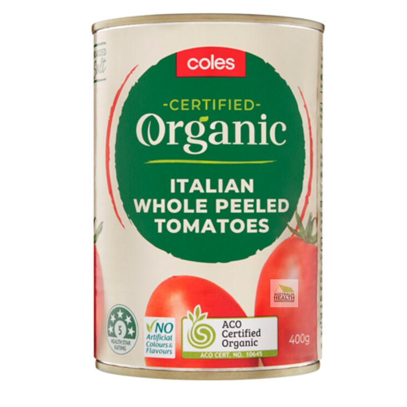 Coles Organic Italian Whole Peeled Tomatoes 400g
