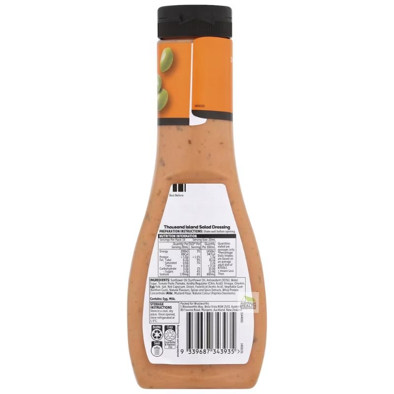 [CLEARANCE Expiry: 02/04/2026] Woolworths Thousand Island Salad Dressing 300mL