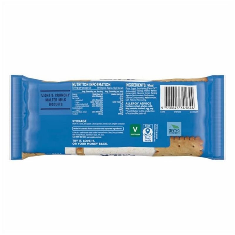 [CLEARANCE Expiry: 13/12/2025] Coles Malted Milk Biscuits 200g