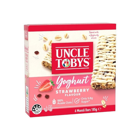 [CLEARANCE Expiry: 26/10/2026] Uncle Tobys Muesli Bars Yoghurt Strawberry 6 Pack 185g