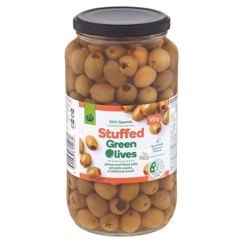 [Expiry: 18/07/2027] Woolworths Stuffed Green Olives 935g