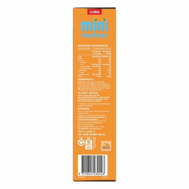 Coles Mini Monkey Butter Biscuits 8 Pack 200g