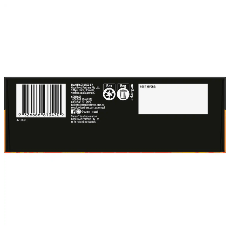 [Expiry Date: 13/05/2027] Sunsol High Fibre Toasted Muesli Almond, Honey & Dark Chocolate 500g