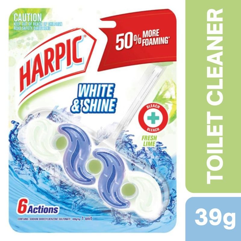 Harpic White & Shine Rimblock Fresh Lime Toilet Cleaner 39g