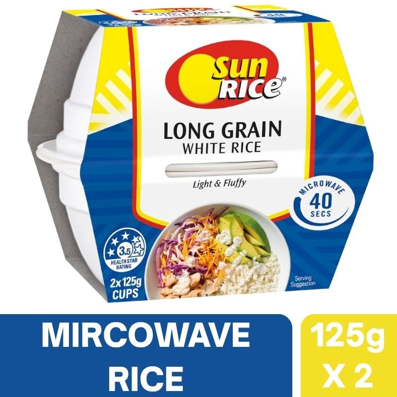 [Expiry Date: 23/02/2027] Sunrice Microwave Long Grain White Rice Cup 125g x 2 Pack