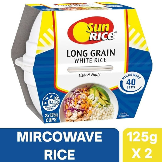 [Expiry Date: 23/02/2027] Sunrice Microwave Long Grain White Rice Cup 125g x 2 Pack