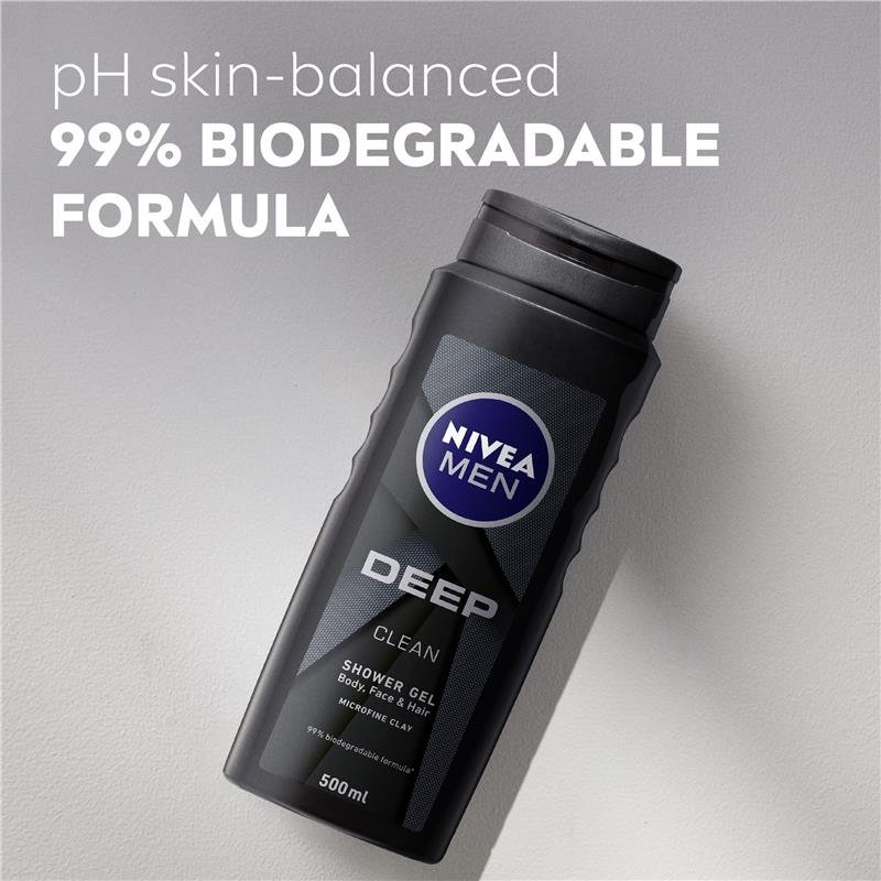 [CLEARANCE Expiry: 04/2025] Nivea Men Deep Clean Shower Gel 500mL