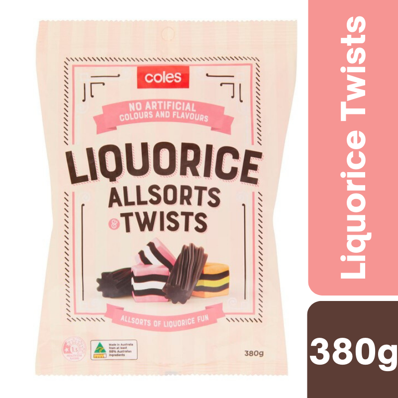 [Expiry: 28/08/2024] Coles Liquorice Allsorts & Twists 380g