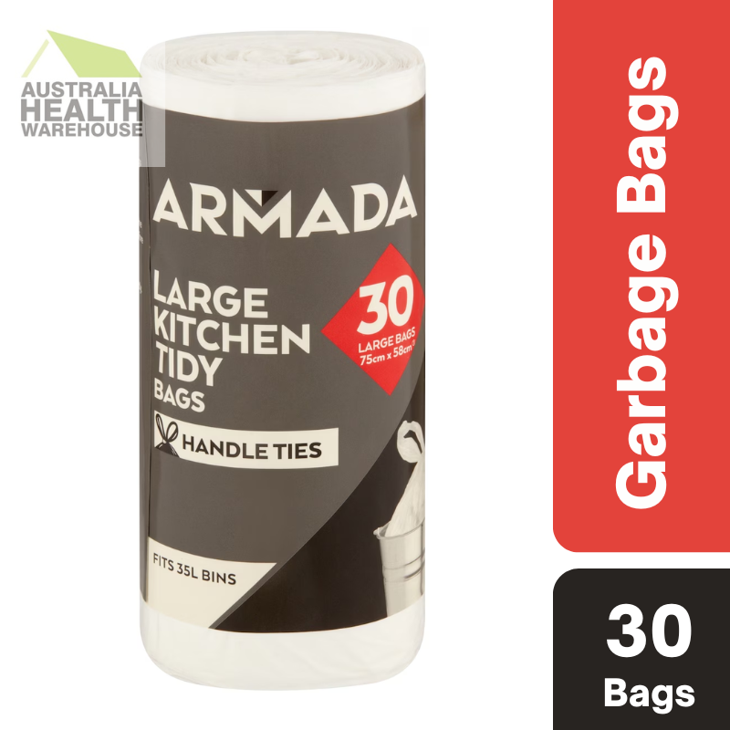 Armada Kitchen Tidy Bags With Handle Ties Large Roll 30 pack