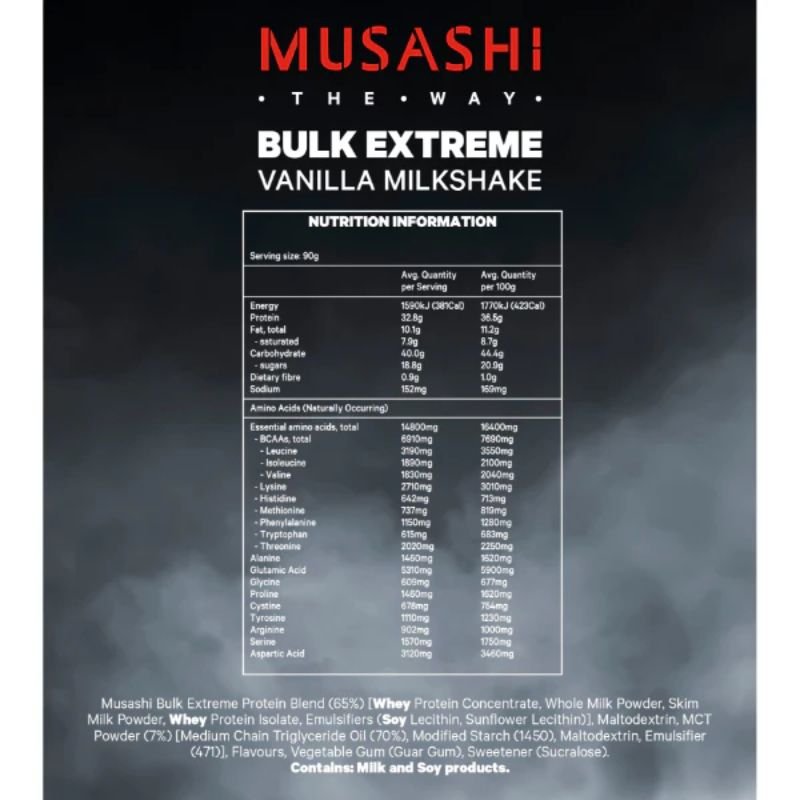 [Expiry: 10/2026] Musashi Bulk Extreme Vanilla 2kg