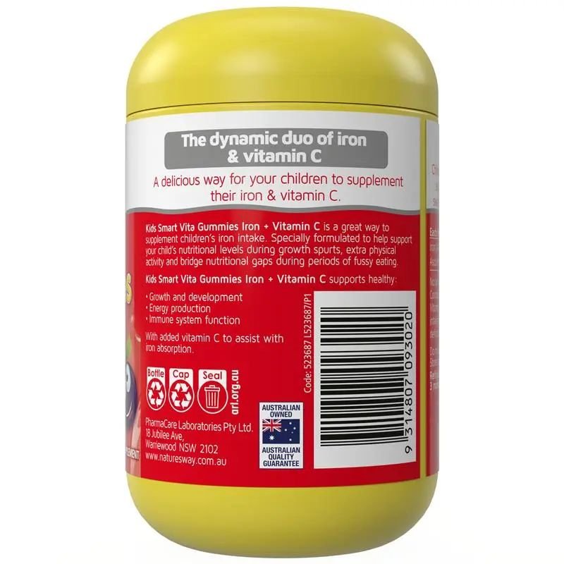 [Expiry Date: 09/2027] Natures Way Kids Smart Vita Gummies Iron + Vit C