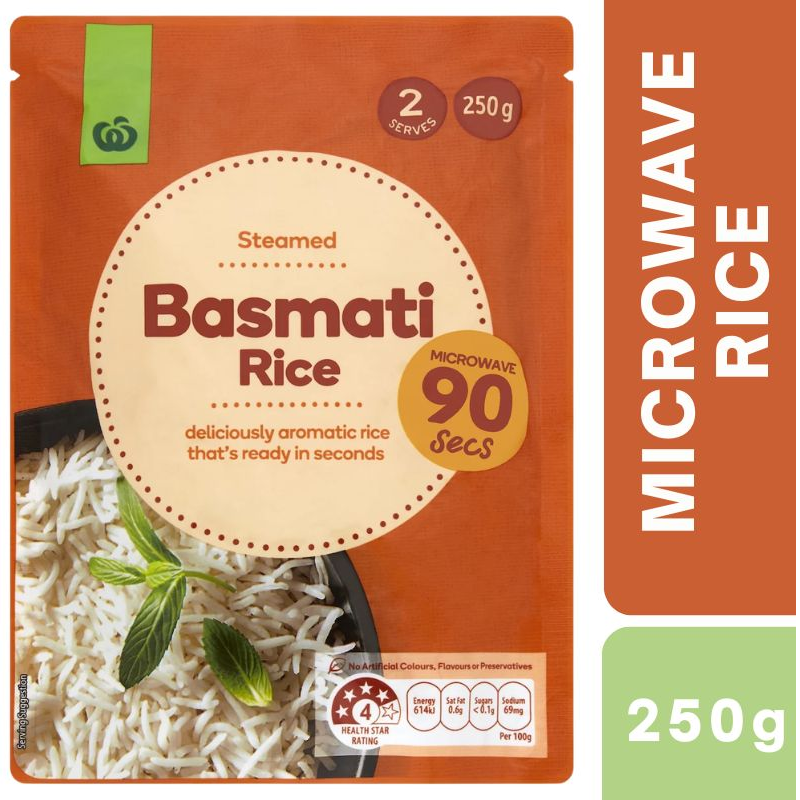 [CLEARANCE Expiry Date: 25/08/2026] Woolworths Microwave Basmati Rice 250g