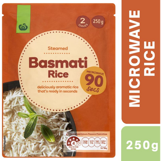 [CLEARANCE Expiry Date: 25/08/2026] Woolworths Microwave Basmati Rice 250g
