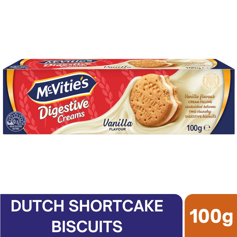 [Expiry Date: 17/02/2027] McVitie's Digestive Creams Vanilla Flavour Biscuits 100g