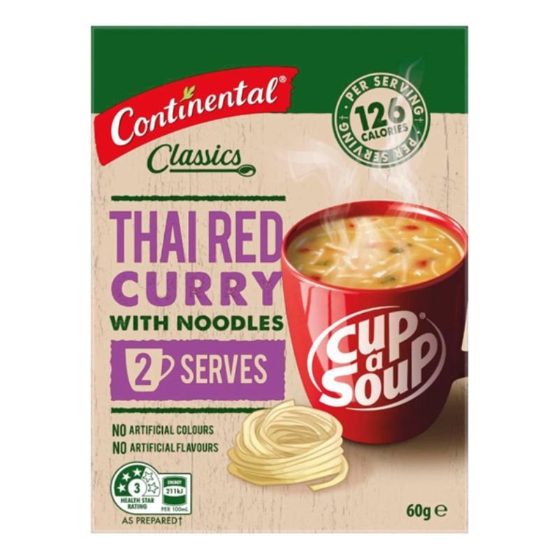 [Expiry: 06/02/2028] Continental Cup A Soup Thai Red Curry with Noodles Serves 2 60g
