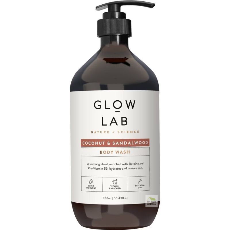 [DAMAGE BOTTLE Expiry: 01/2027] Glow Lab Coconut & Sandalwood Body Wash 900mL