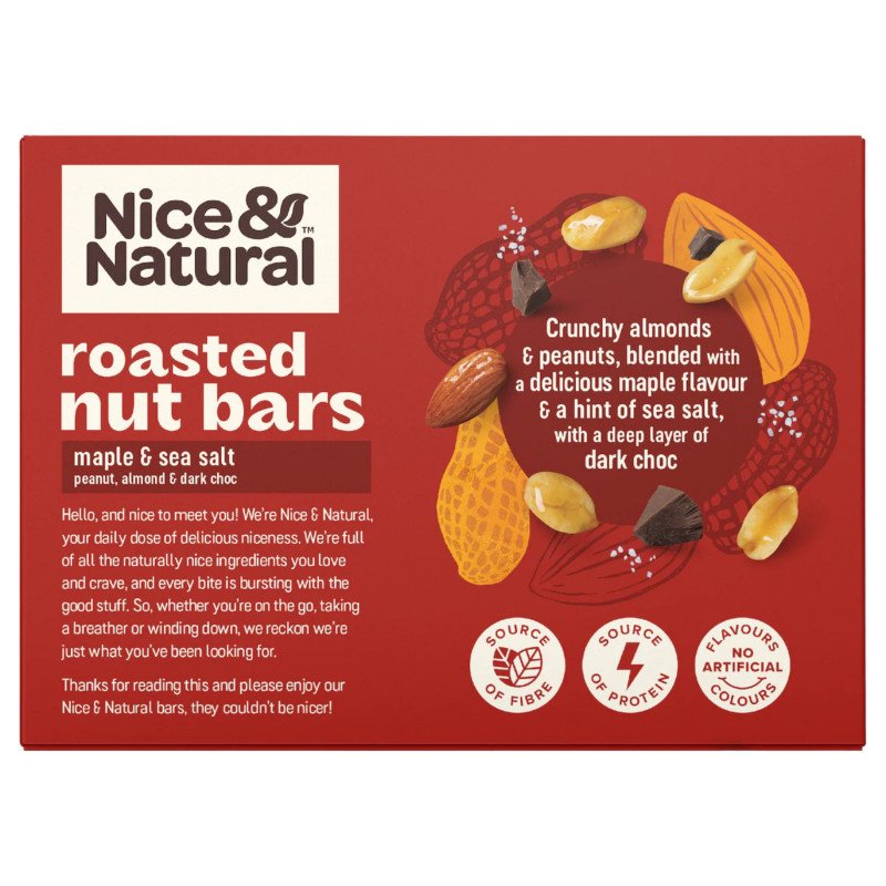[Expiry Date: 13/06/2027] Nice & Natural Roasted Nut Bar Maple & Sea Salt 6 Pack 192g