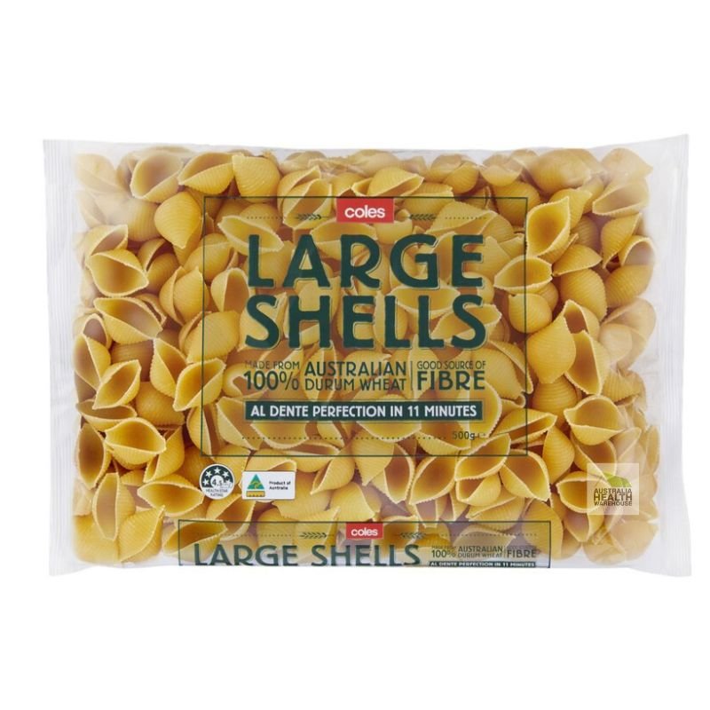 [Expiry: 12/11/2027] Coles Durum Wheat Pasta Large Shells 500g