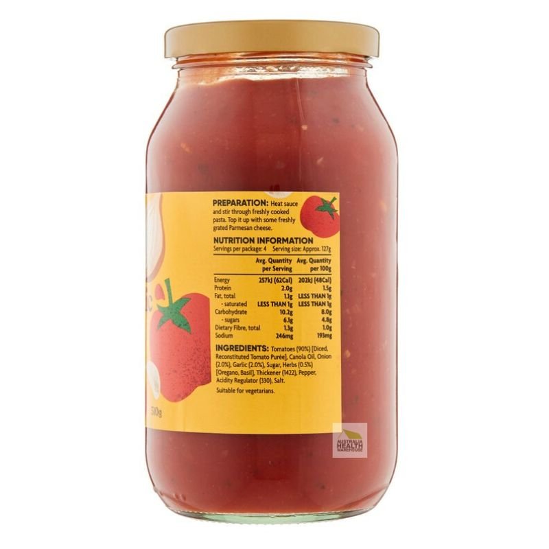 [Expiry: 12/09/2026] Coles Simply Tomato & Basil Pasta Sauce 510g