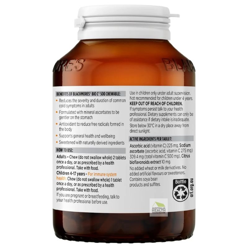 [Expiry: 17/05/2026] Blackmores Bio C 500mg 125 Chewable Vitamin C Tablets