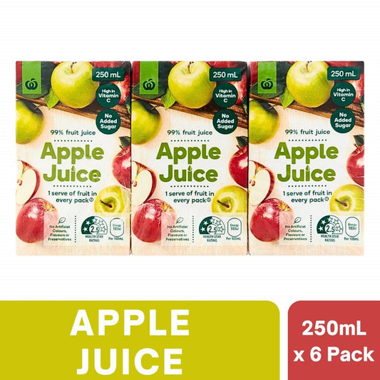 [Expiry Date: 04/02/2027] Woolworths Lunch Box Poppers Juice Apple 250mL x 6 Pack