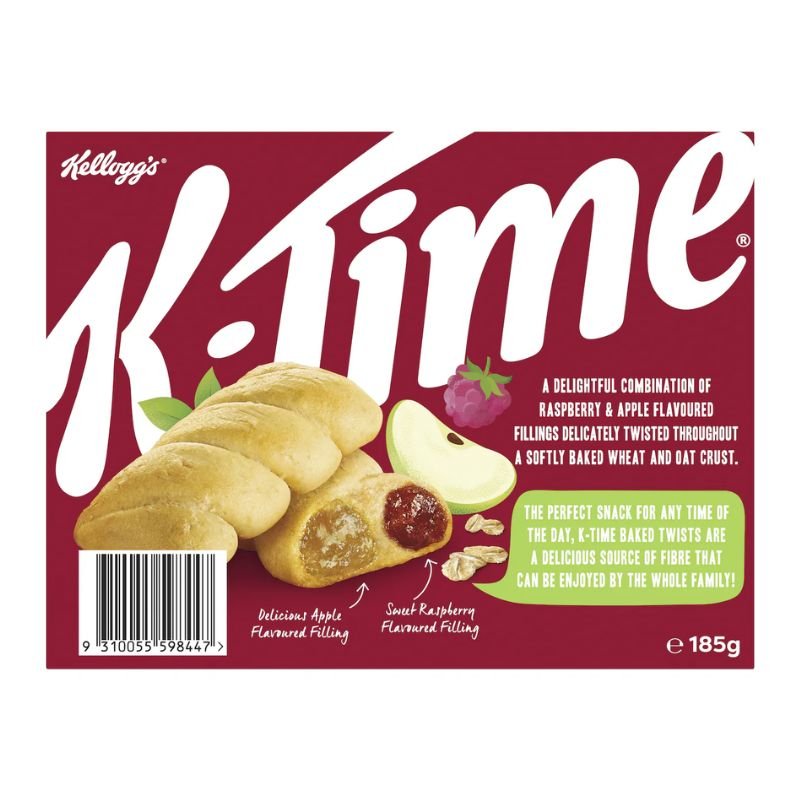 [Expiry Date: 03/10/2026] Kellogg's K Time Baked Twists Raspberry & Apple Flavour Snack Bars 5 Pack