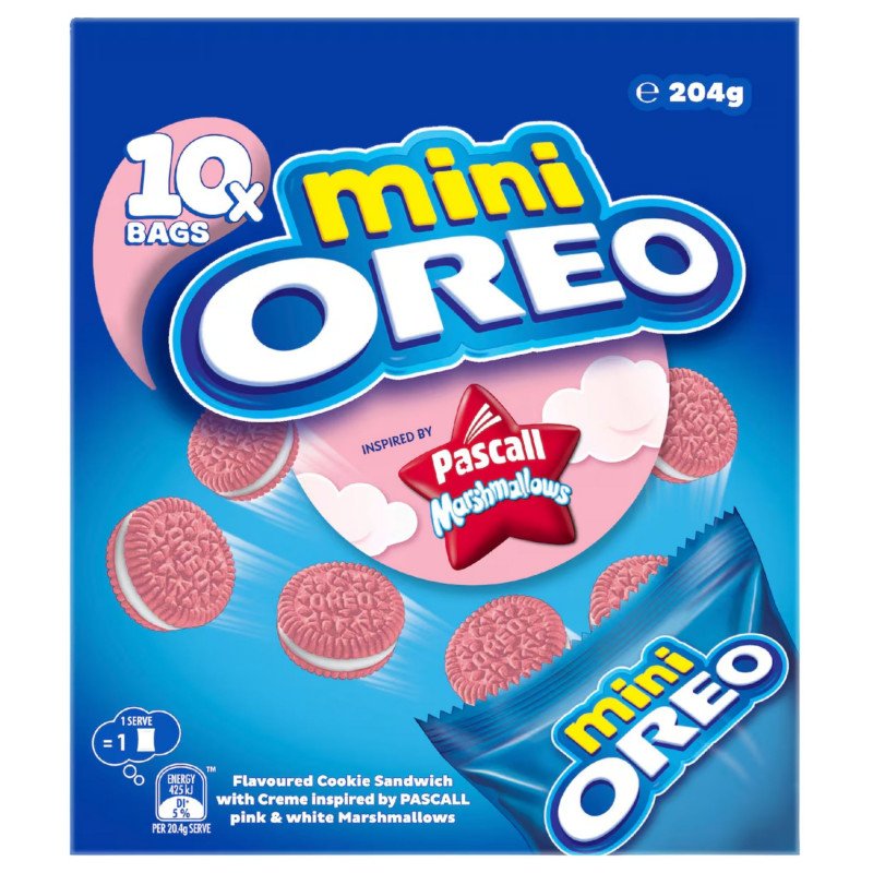 [Expiry Date: 10/03/2027] Oreo Mini Cookies Pascall Marshmallows Bags 10 Pack 204g