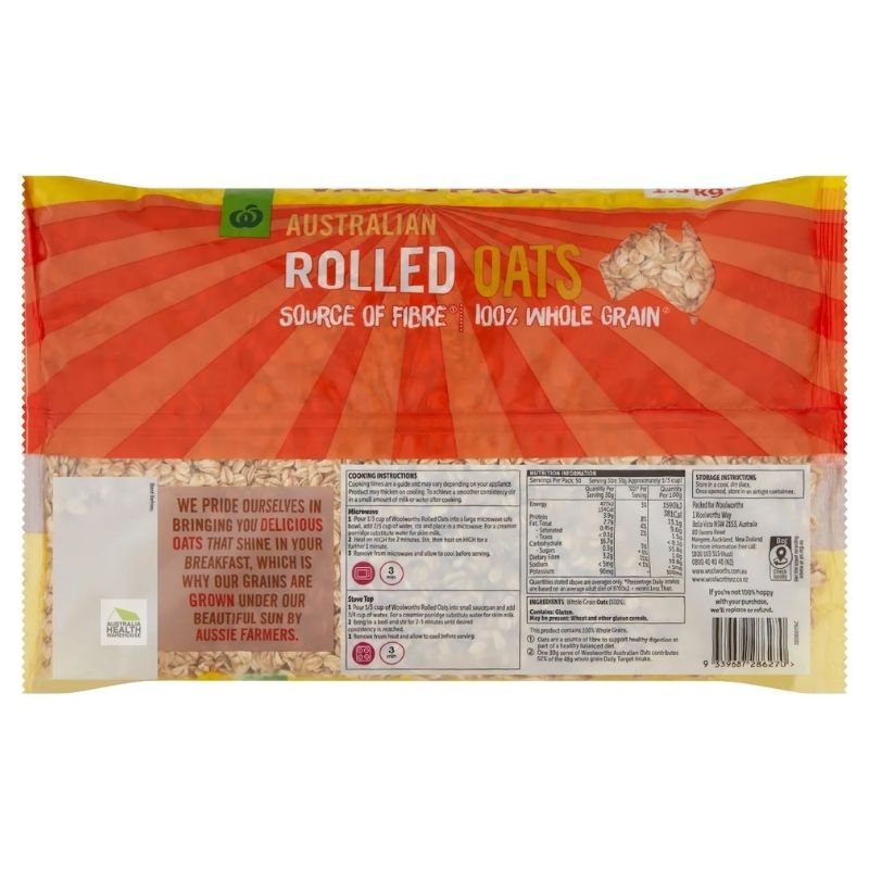 [Expiry Date: 19/02/2027] Woolworths Australian Rolled Oats 1.5kg