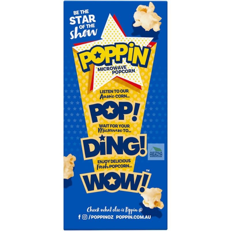 [Expiry: 22/09/2026] Poppin Microwave Popcorn Original Butter Flavour 4 x 100g