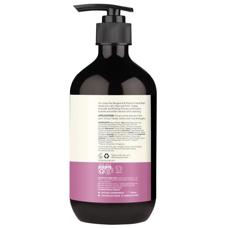 Sukin Cleansing Hand Wash Bergamot & Patchouli Pump 500mL