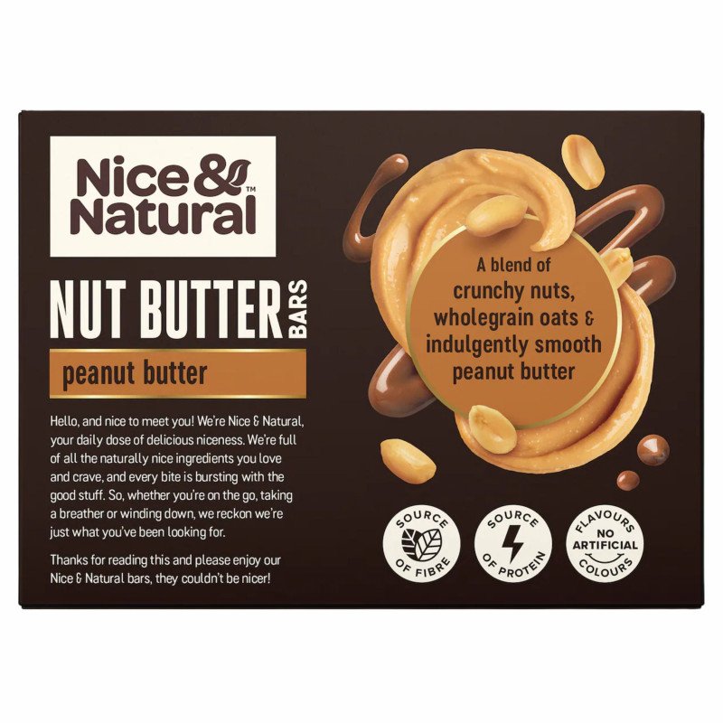 [Expiry Date: 02/12/2026] Nice & Natural Nut Butter Bars Peanut Butter 5 Pack 175g