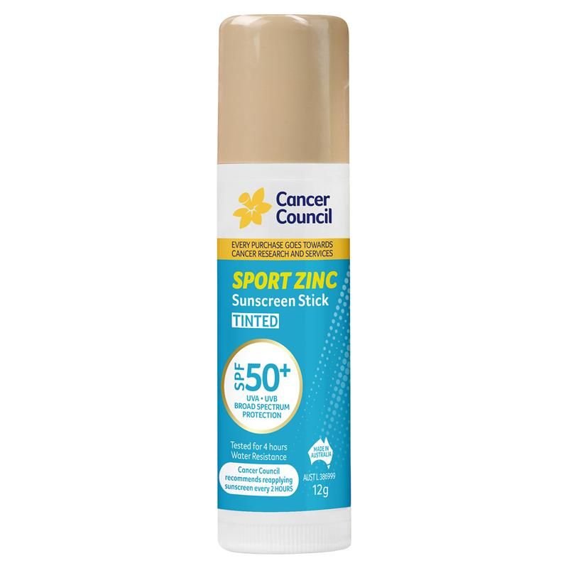 [Expiry: 08/2026] Cancer Council SPF 50+ Sport Zinc Sunscreen Stick Tinted 12g