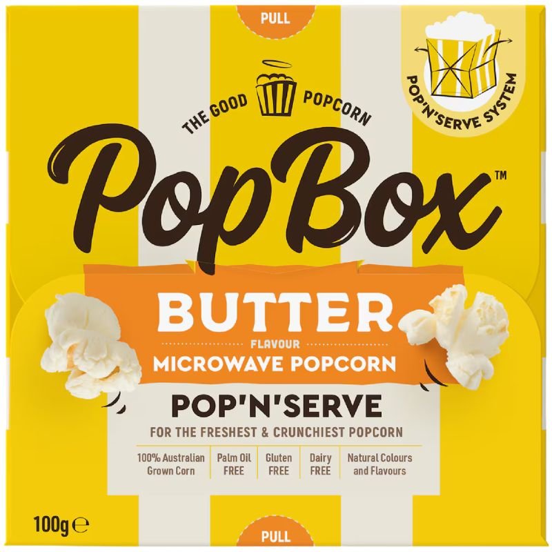 [Expiry Date: 19/02/2027] Pop Box Butter Flavour Microwave Popcorn 100g