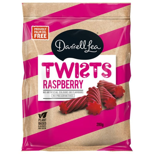 [Expiry Date: 23/02/2027] Darrell Lea Twists Raspberry 280g