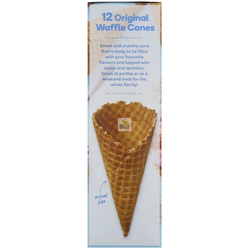 [Expiry Date: 04/02/2027] Woolworths Original Waffle Cones 12 Pack 170g