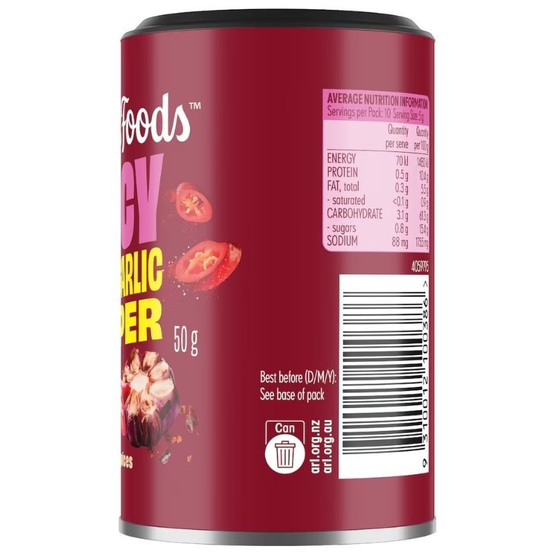 [Expiry Date: 19/09/2027] Masterfoods Spicy Chilli Garlic Topper Seasoning Can 50g