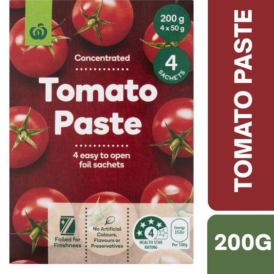 [Expiry Date: 13/11/2026] Woolworths Tomato Paste Sachet 50g x 4 Pack | Oz Mart