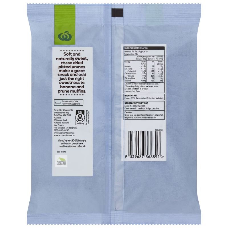 [CLEARANCE Expiry: 05/05/2026] Woolworths Pitted Prunes 500g