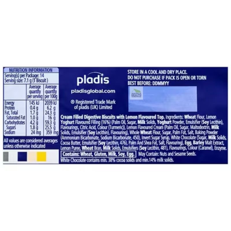 [Expiry: 26/03/2026] Mcvitie's Digestives LemTops Lemon Flavoured 100g